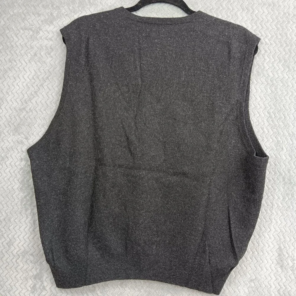 POLO by RALPH LAUREN Men Sweater Vest Gray Sz.XL Wool V-neck Pullover Pony Logo